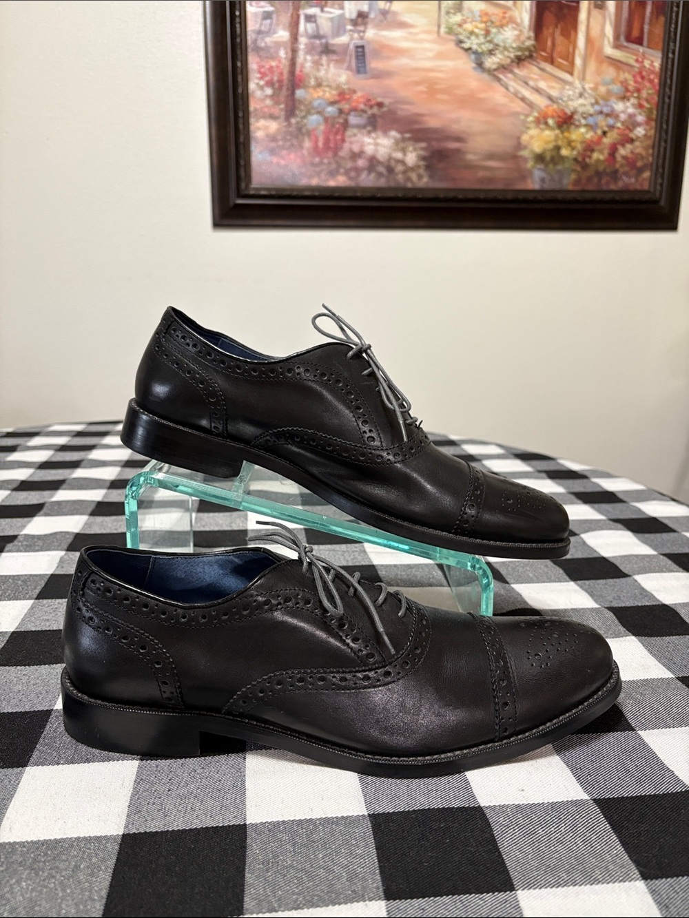 Aston Grey Kobe Black Leather Wing Tip Oxford Dress Shoes Men's Size 11 Lace Up